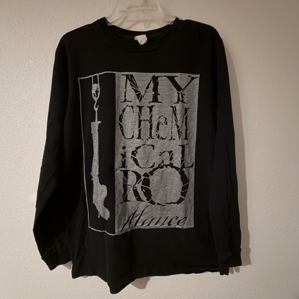 My Chemical Romance Long Sleeve Graphic T-Shirt Black Silver Emo Rock Mens Large